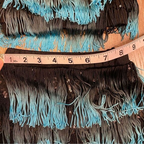 Costume Gallery dance 2 piece blue turquoise fringe tip skirt 20653 child SC - Picture 4 of 10